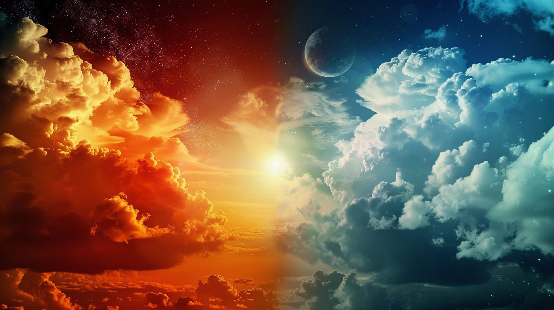 Cosmic Balance: Heaven and Hell Wallpaper