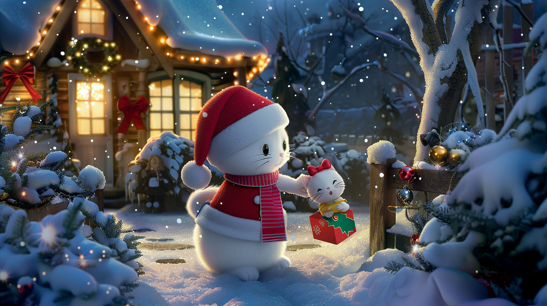 Ultra HD Hello Kitty Christmas AI Desktop Images