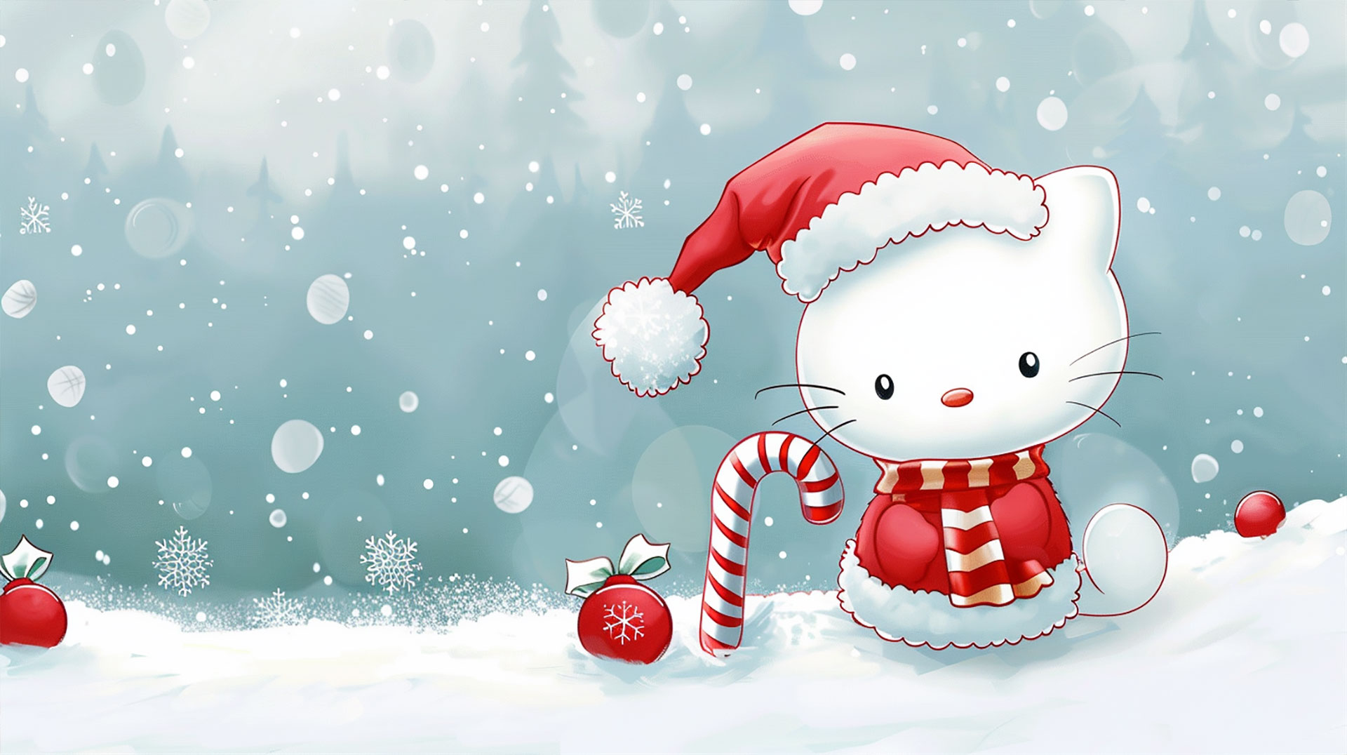 1920x1080 Hello Kitty Christmas AI Desktop Background