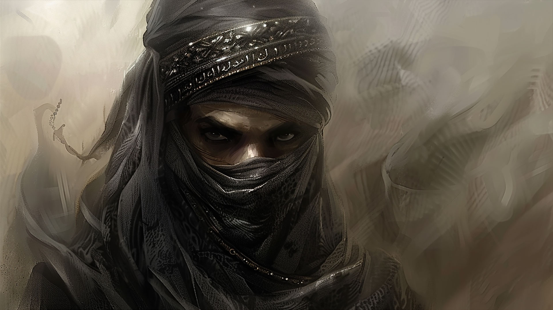 Islamic Warrior in Battle: Digital Background