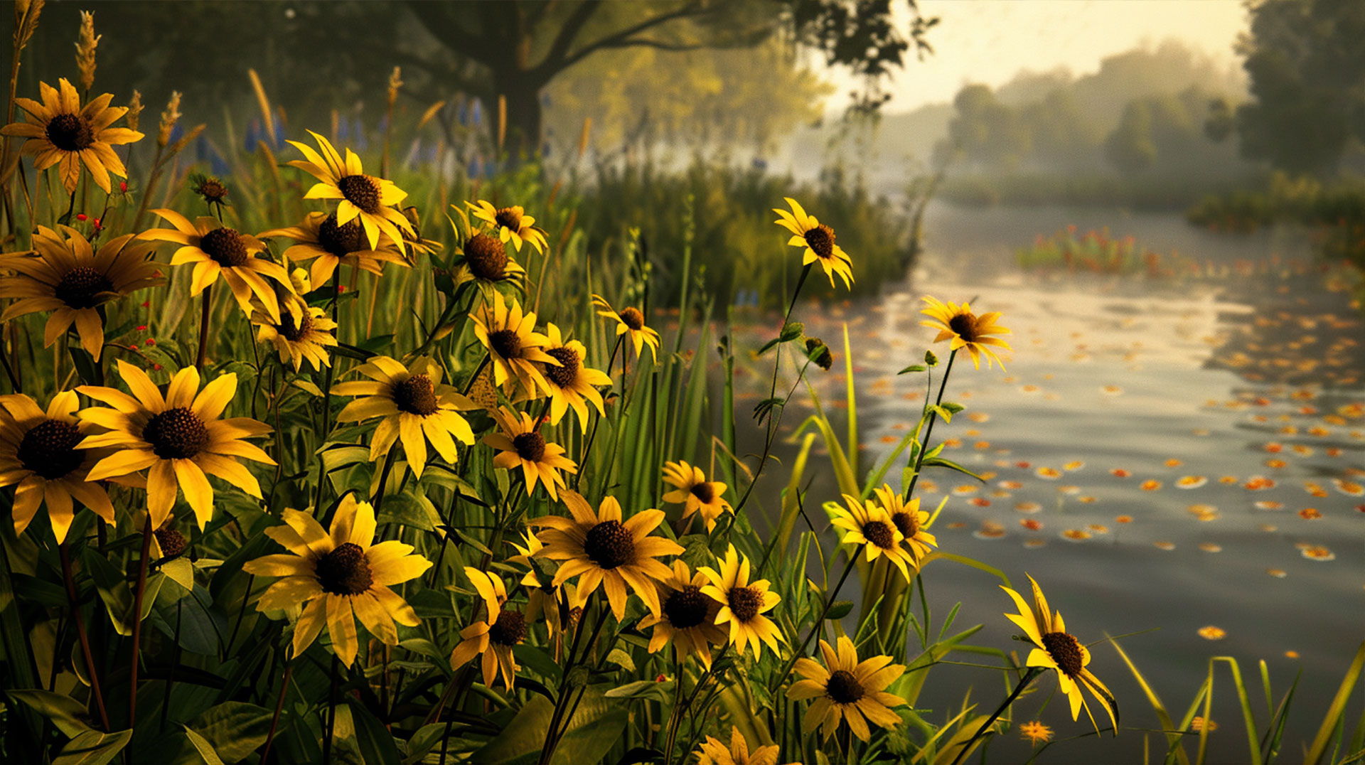 Tranquil Late Summer Evenings: 4K Desktop Background