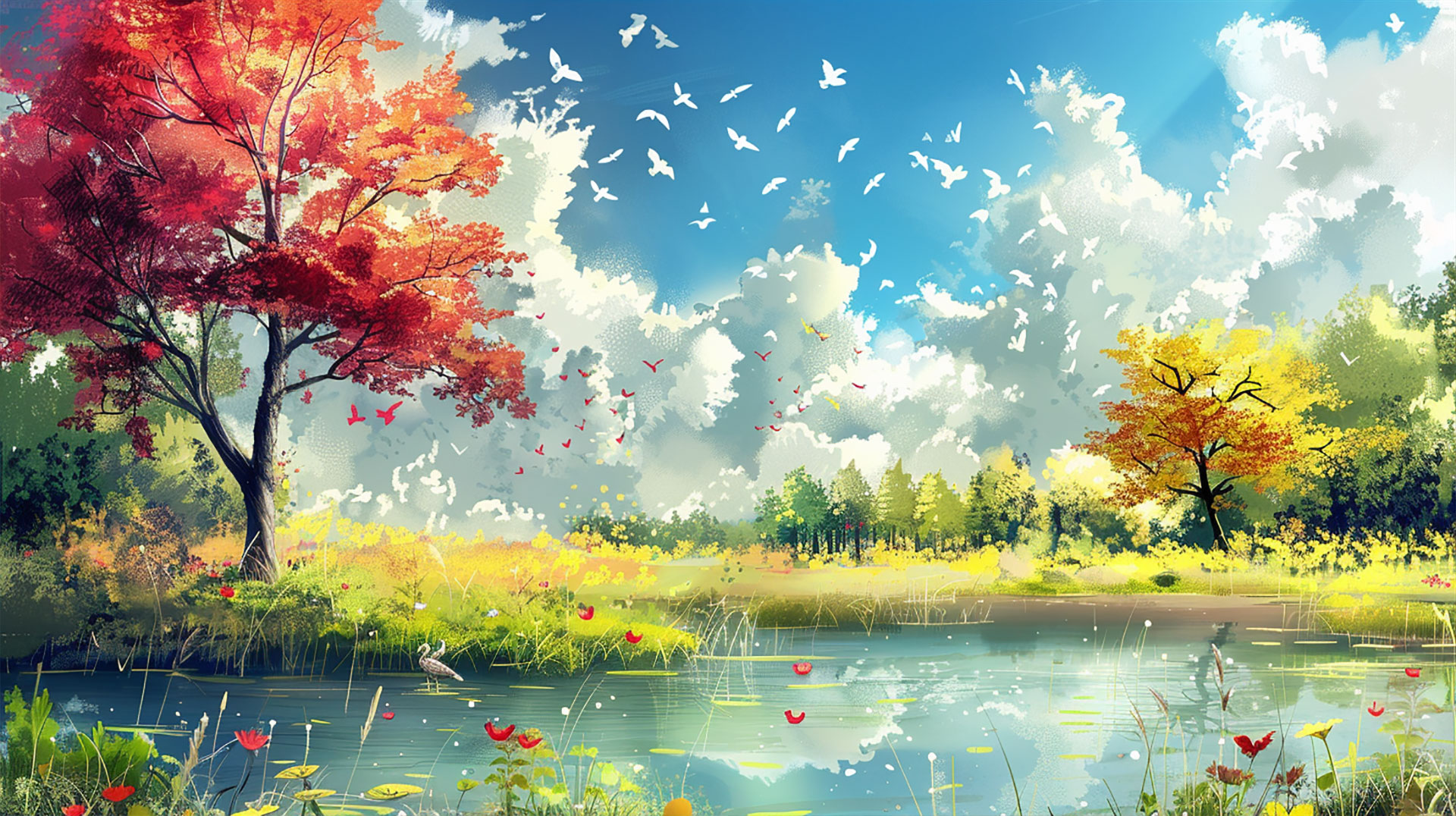 Vibrant Late Summer Landscapes: 1920x1080 Wallpaper