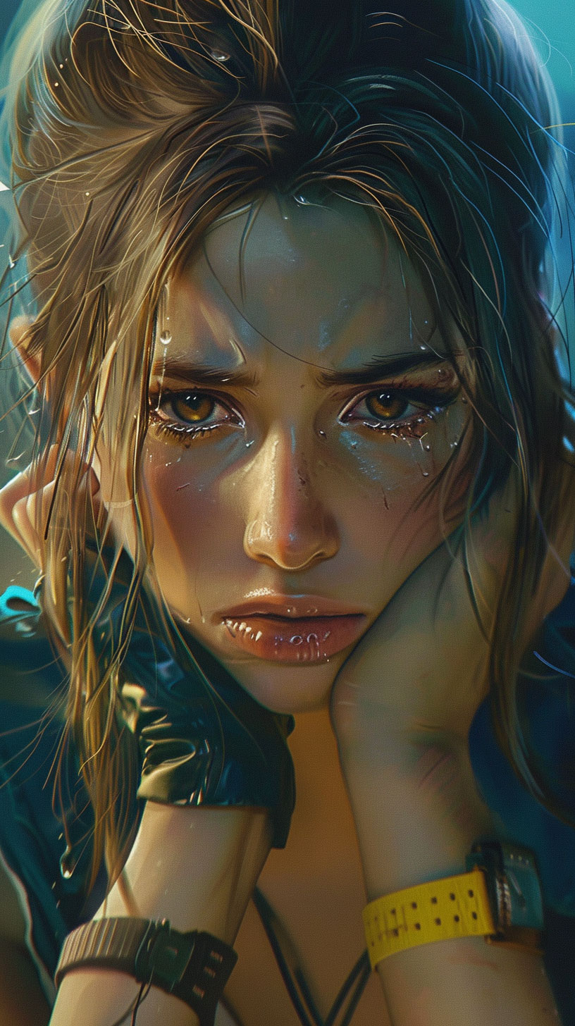 Ethereal Grief: 8K Sad Girl Lock Screen Wallpaper