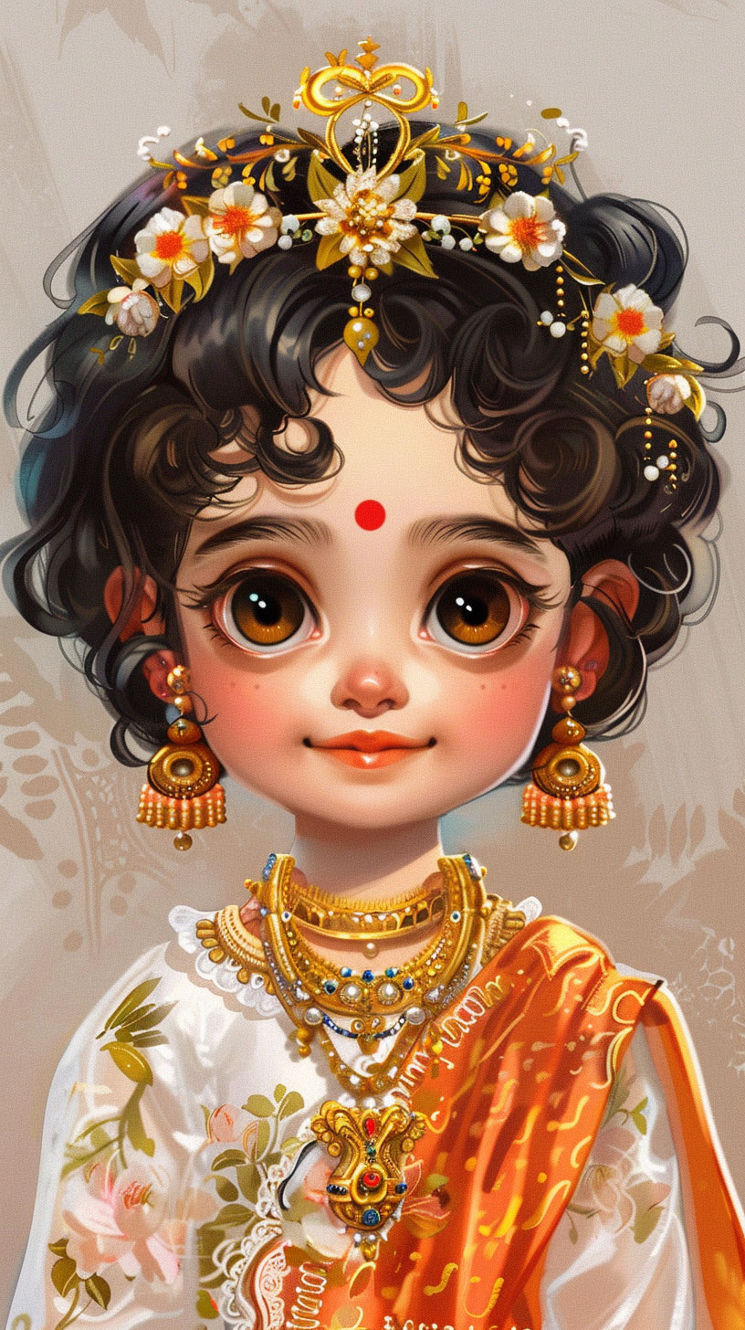 Cartoon Style Lord Krishna: Smartphone Wallpaper