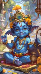 Animated Lord Krishna: Mobile Wallpaper