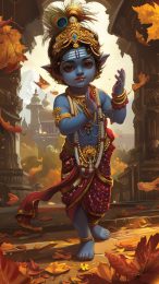 Lord Krishna Cartoon Character: Smartphone Background