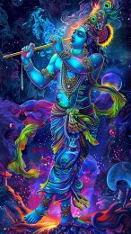 Adorable Lord Krishna Cartoon: Smartphone Wallpaper