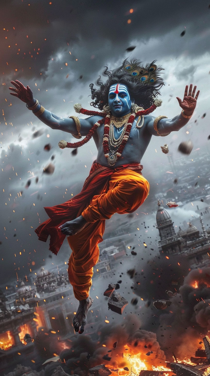 Lord Krishna Devotional Art: iPhone Wallpaper