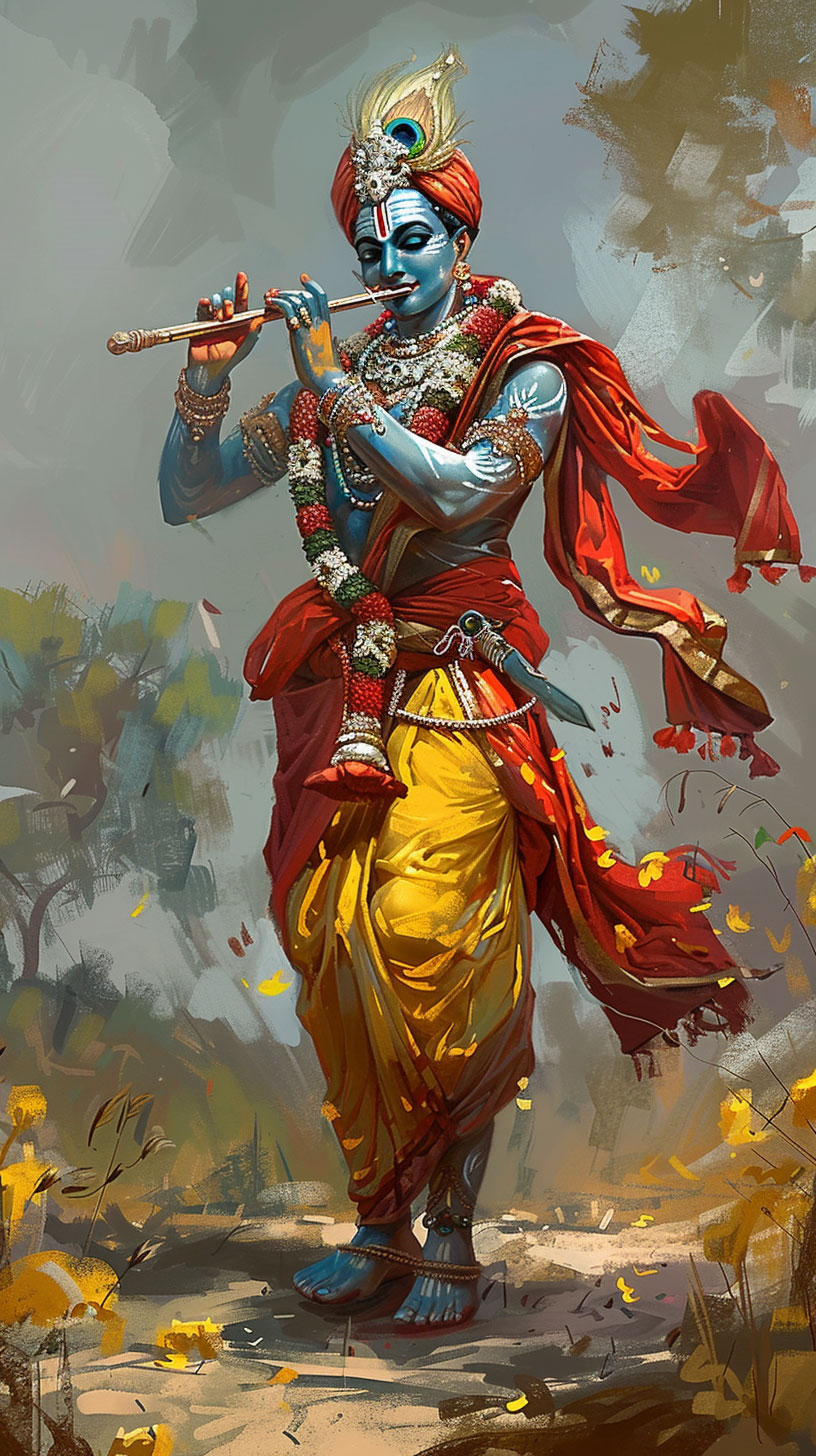 Divine Lord Krishna: iPhone Wallpaper