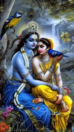 Radha Krishna Divine Romance: Mobile Wallpaper