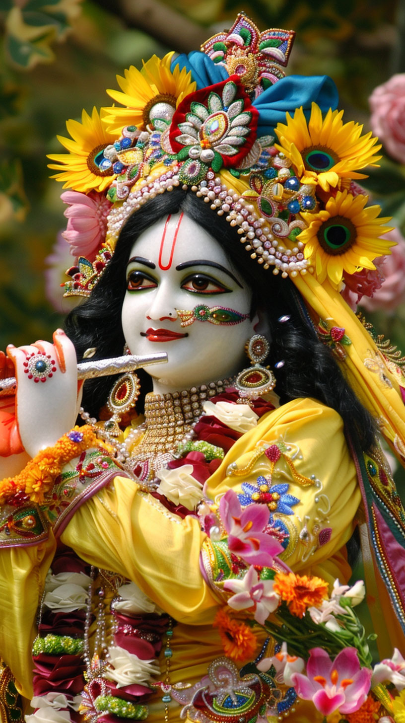 Divine Union: Lord Krishna Radha Mobile Wallpaper