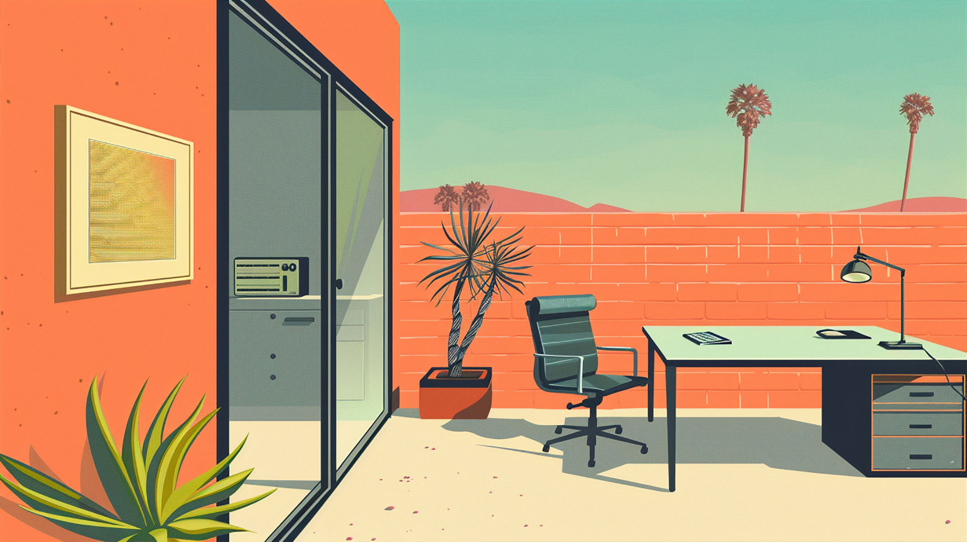 Mid Century Modern AI-Generated Desktop Wallpaper in HD