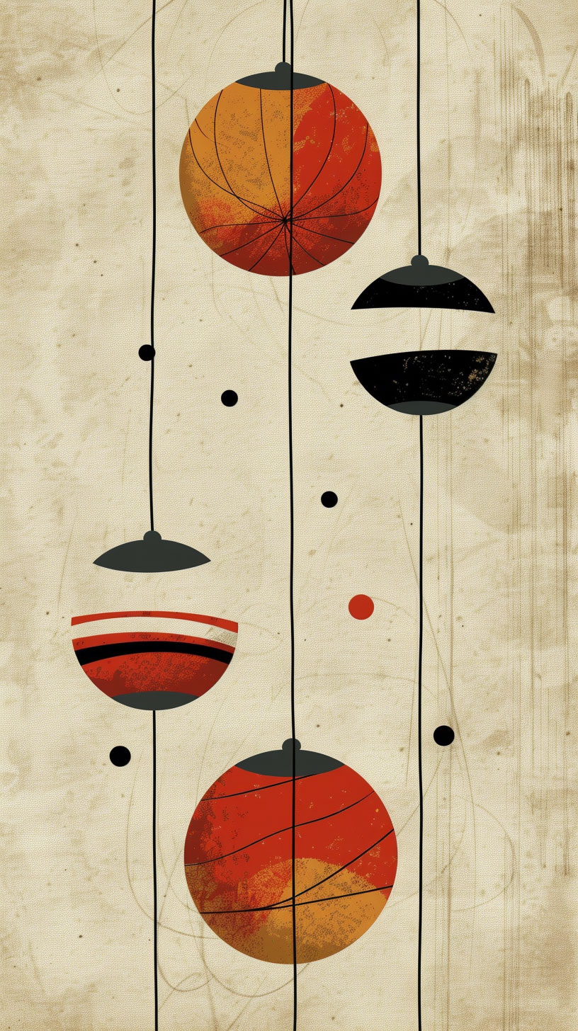 Retro Mid Century Modern Abstract Art Mobile Wallpaper