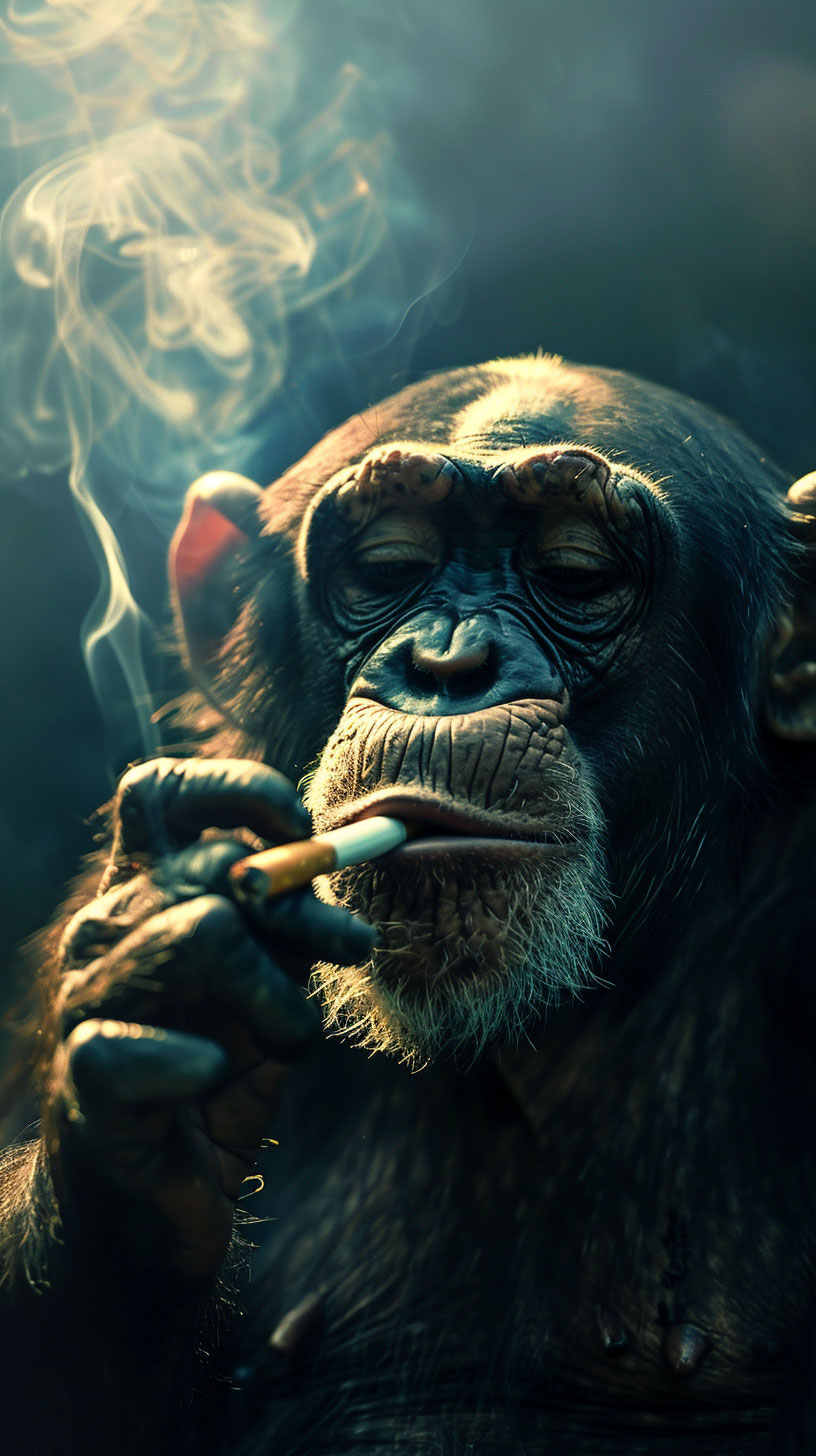 Monkey Smoking Cigarette Mobile Wallpaper