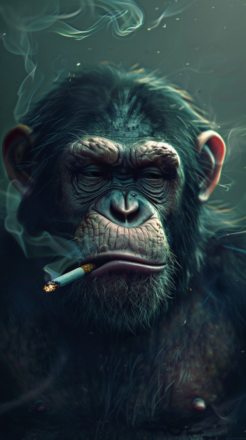 Monkey with Cigarette Phone Wallpaper