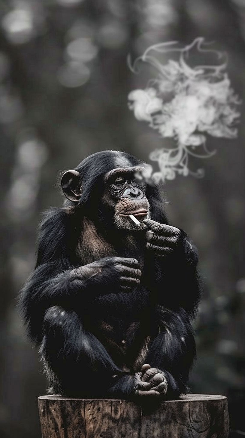 Monkey Smoking Cigarette iPhone Wallpaper HD