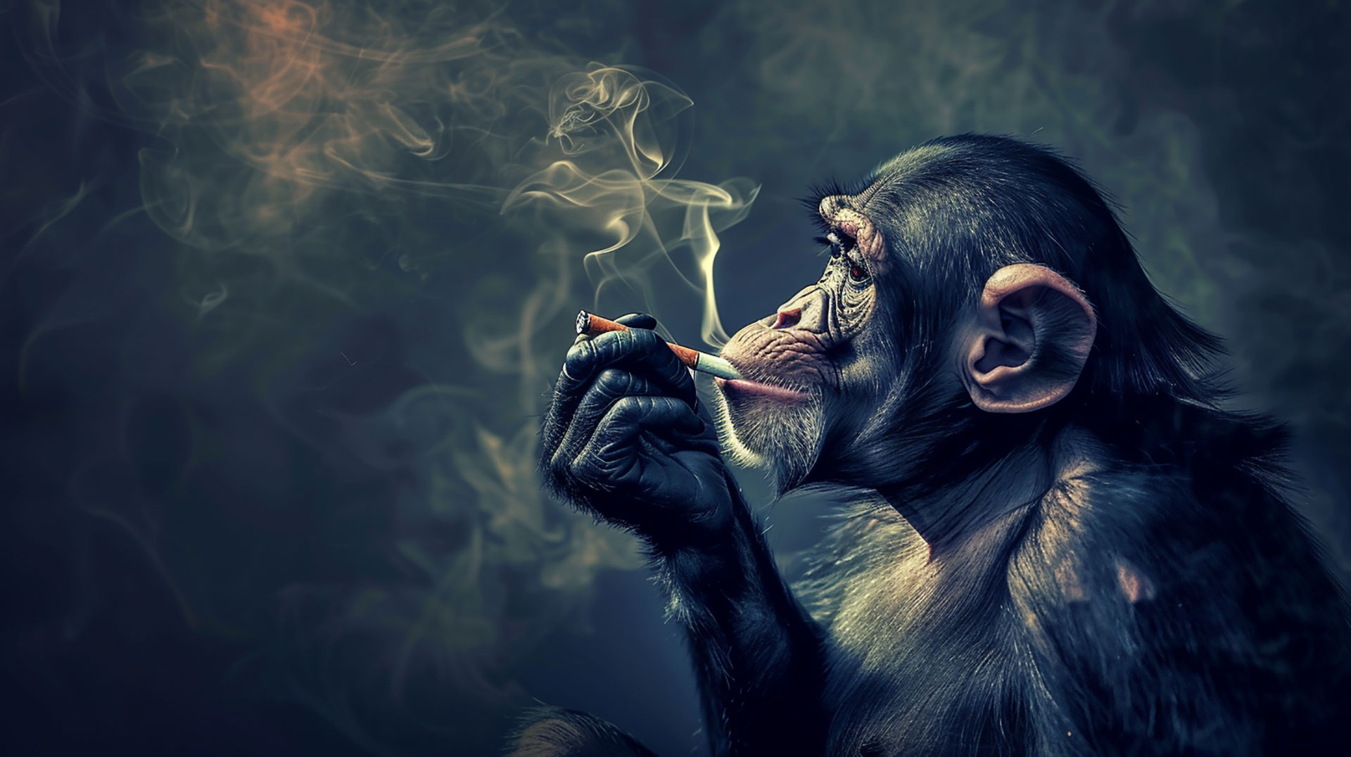 Free Download: HD AI Monkey Smoking Cigarette Wallpaper