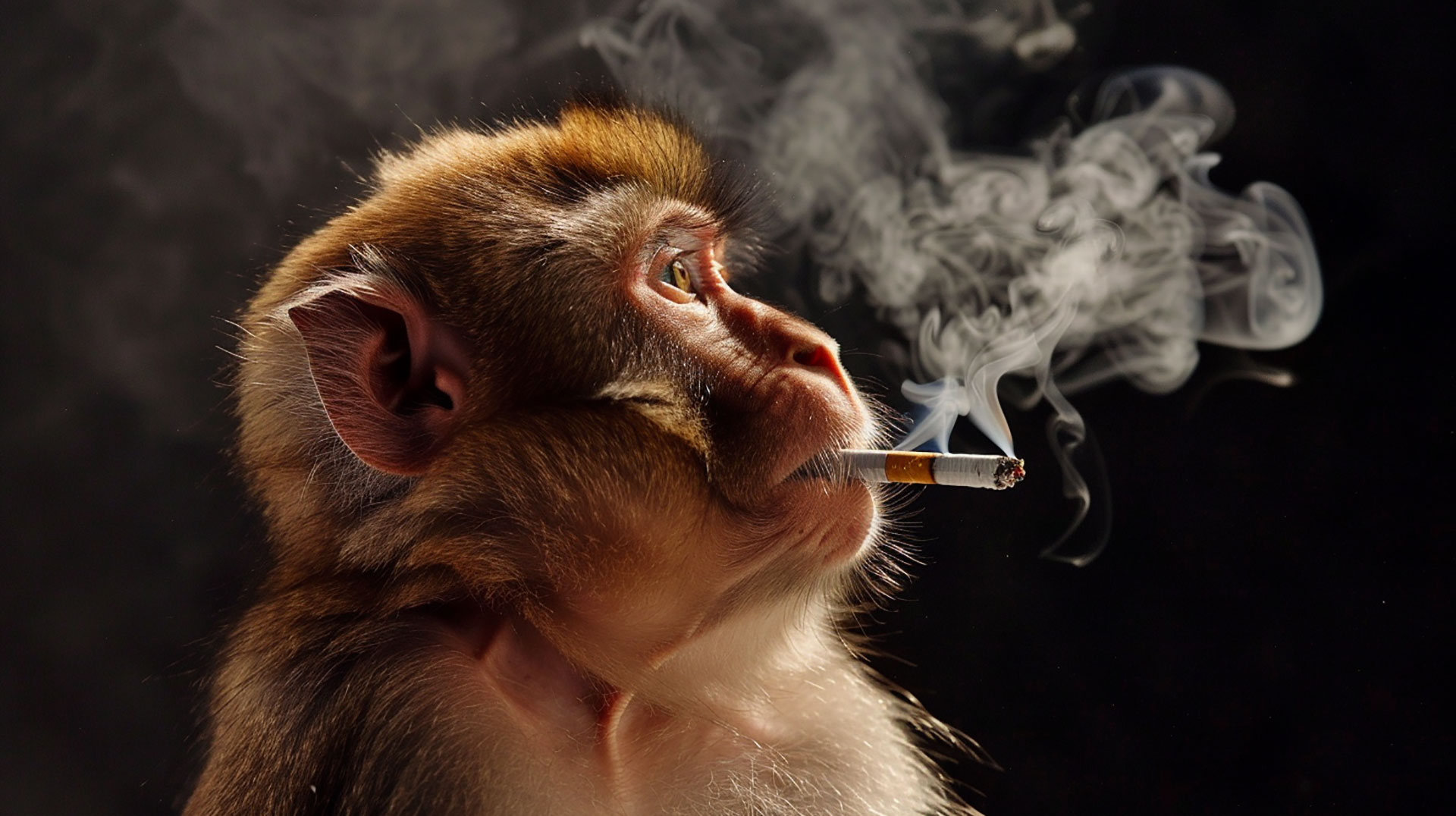 Ultra HD Monkey Smoking Cigarette AI Desktop Background