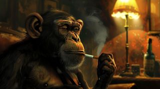 AI-Generated Monkey Smoking Cigarette HD Wallpaper