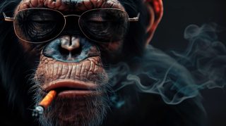 AI Art: Monkey Smoking HD Desktop Background