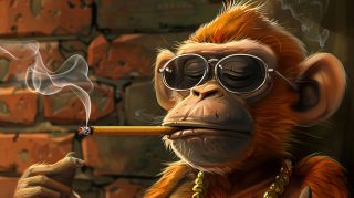 AI-Generated Monkey Smoking: Ultra HD PC Wallpaper