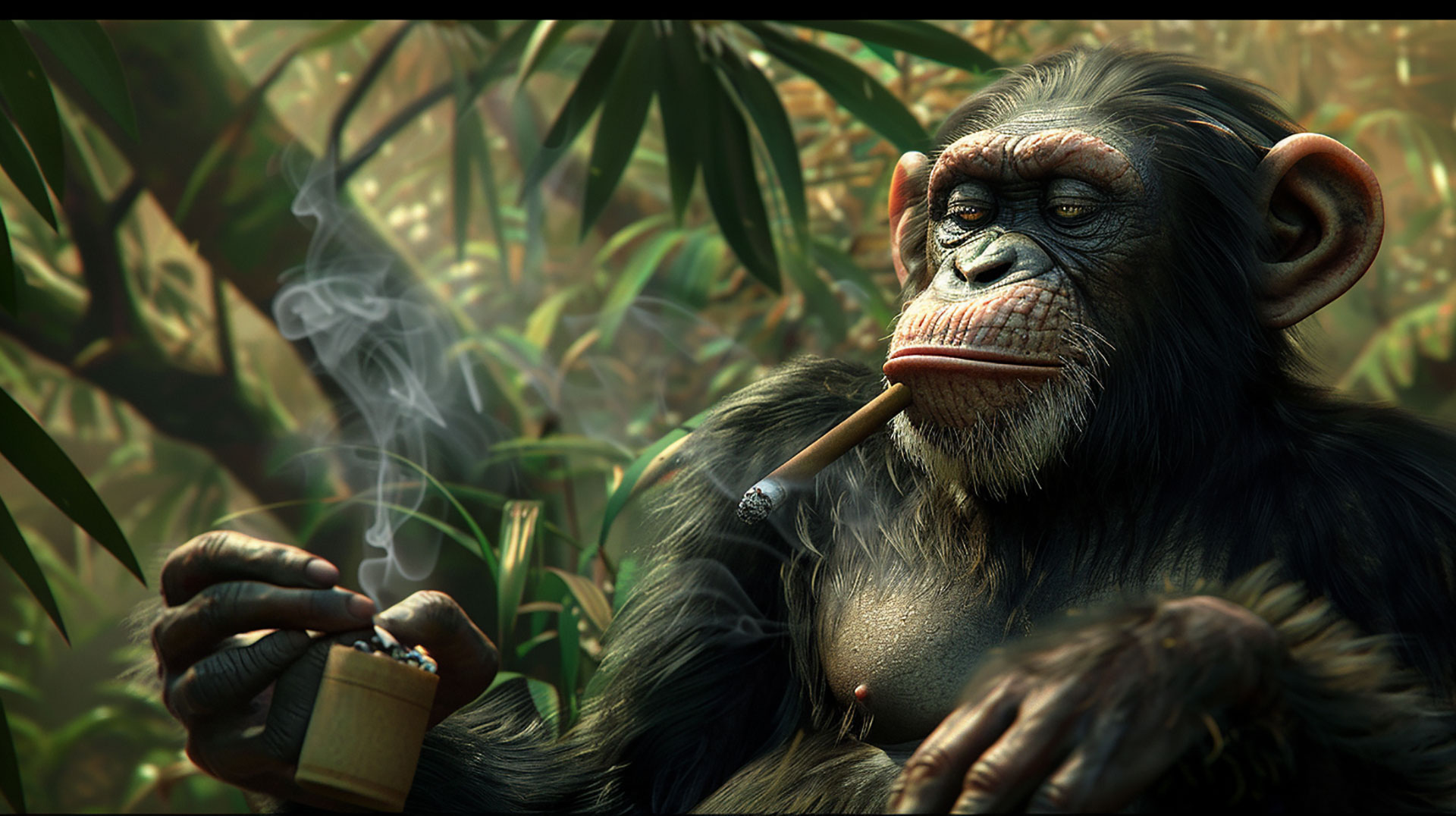 Monkey Smoking AI Image: 4K Desktop Wallpaper