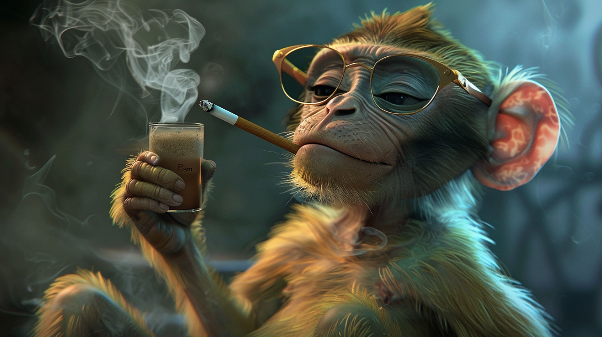 HD Wallpaper of Smoking Monkey: AI Art