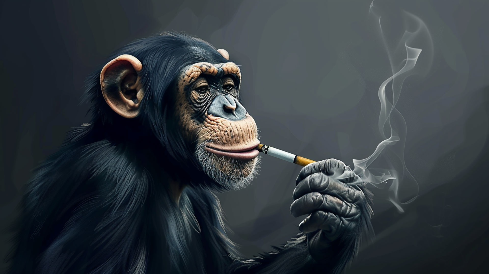 Smoking Monkey in Ultra HD: AI Wallpaper