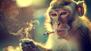 AI-Generated Monkey Smoking: HD Digital Background