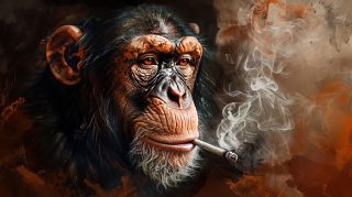 4K AI Image: Monkey Smoking Desktop Background