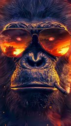 Vivo Monkey Smoking and Drinking Wallpaper for Mobile