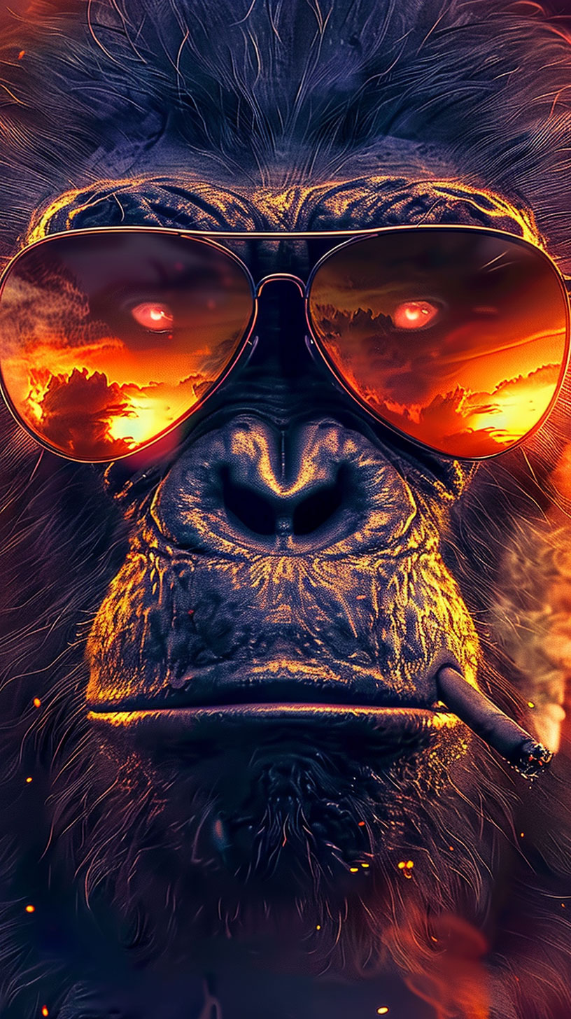 Vivo Monkey Smoking and Drinking Wallpaper for Mobile