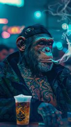 OnePlus Monkey Smoking and Drinking Wallpaper 1080x2400