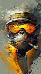 Xiaomi Monkey Smoking and Drinking Wallpaper Free Download