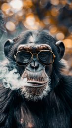 Huawei Monkey Smoking and Drinking Wallpaper 4K