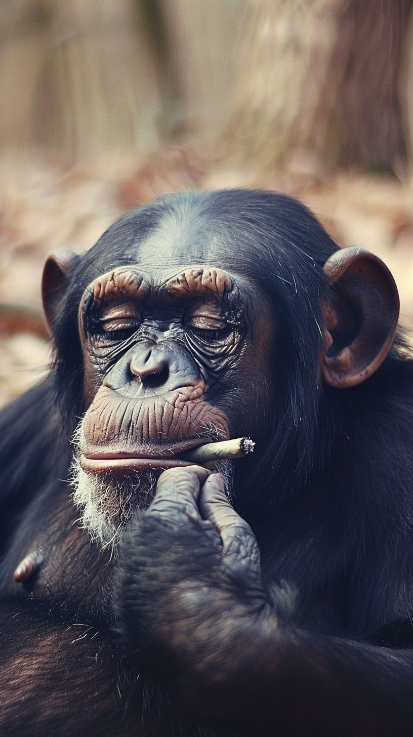 iPhone Monkey Smoking and Drinking Wallpaper HD