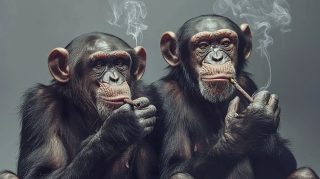 HD Desktop Background: Monkeys Smoking and Drinking