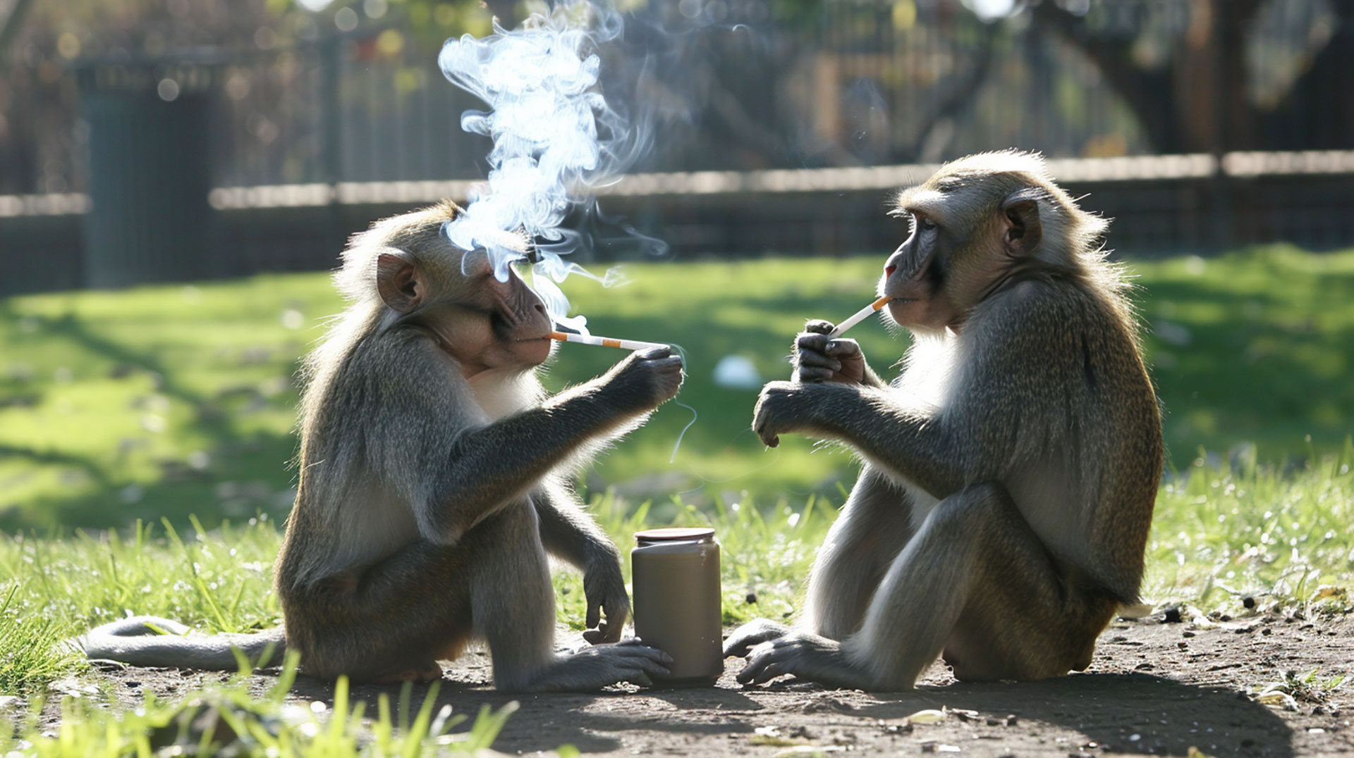 AI Monkeys Smoking and Drinking HD Wallpaper