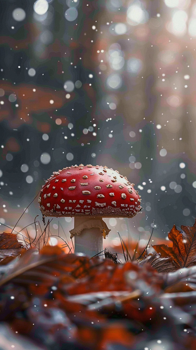 Surreal Mushroom Background for Mobile