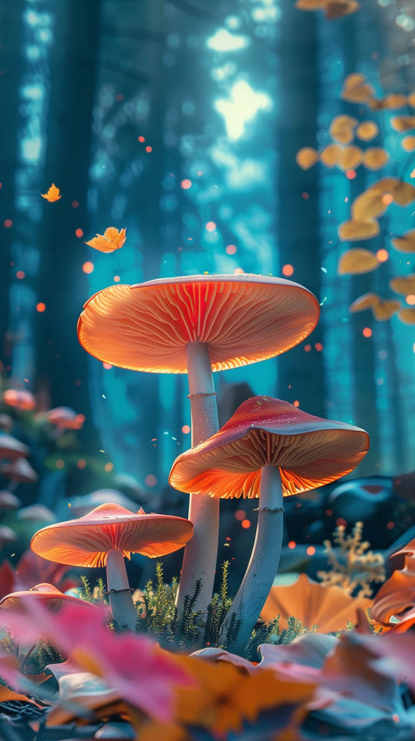 Nature-themed Mushroom Phone Wallpaper