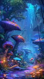 Vibrant psychedelic mushroom wallpaper for iPhone screens