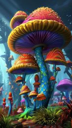 Trippy psychedelic mushroom wallpaper for iPhone in HD