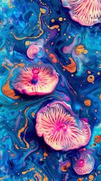 Dynamic psychedelic mushroom wallpaper for iPhone 14 Pro