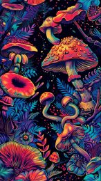 AI-generated psychedelic mushroom wallpaper for iPhone