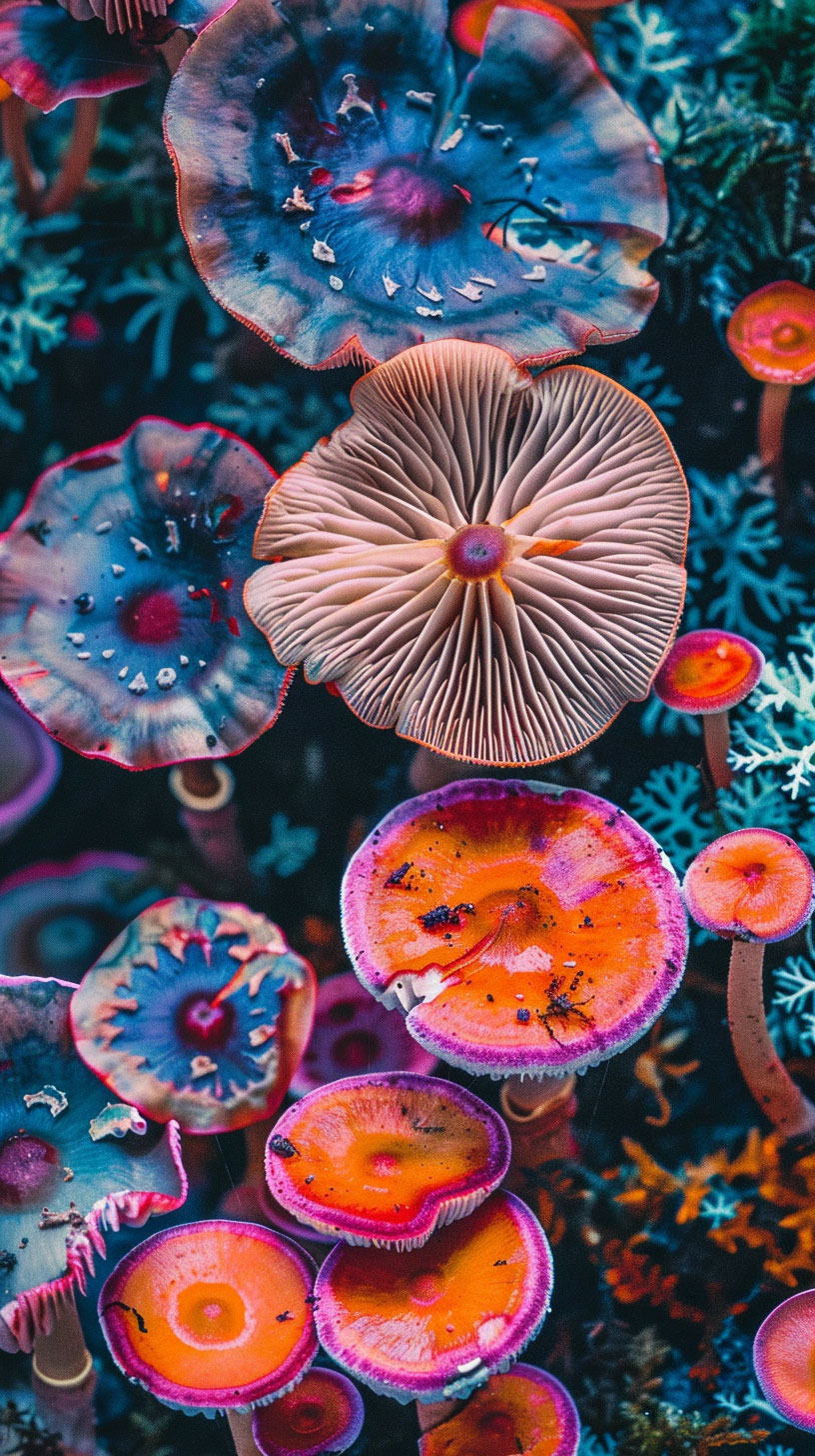 Colorful psychedelic mushroom iPhone wallpaper in 4K