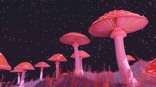 AI-Generated Mushroom Psychedelic Wallpaper for Desktop Background