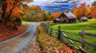 Digital Background: New England Fall Desktop Wallpaper