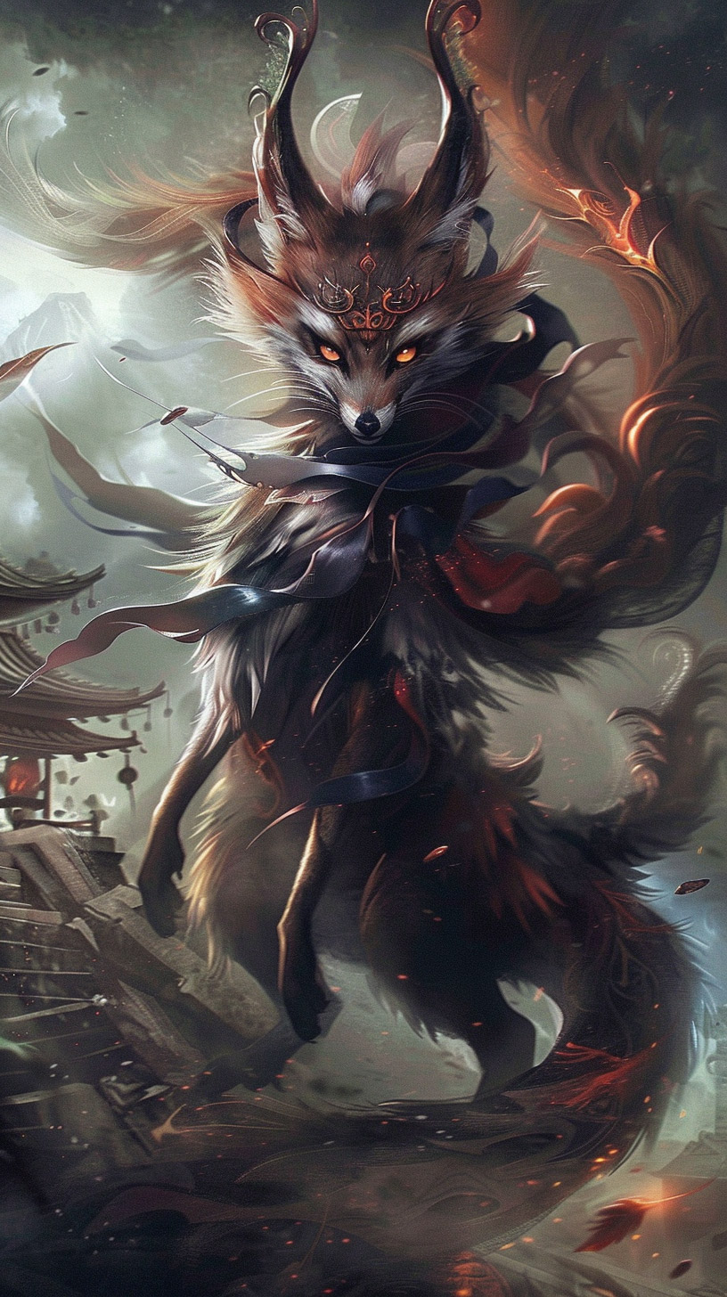 Download Vibrant Nine-Tailed Fox Images for Mobile Devices