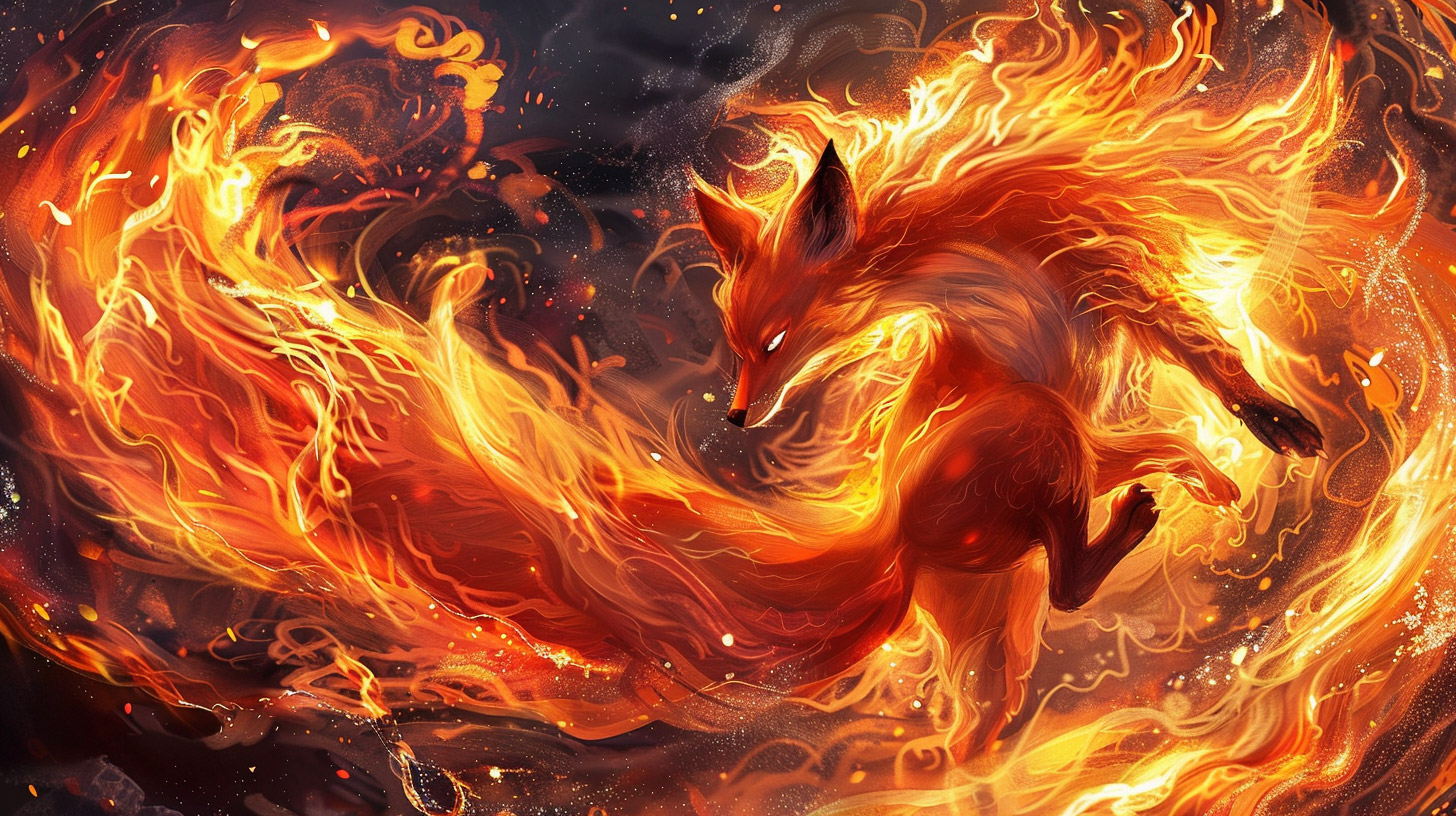 Download Free 4K Nine-Tailed Fox Digital Background