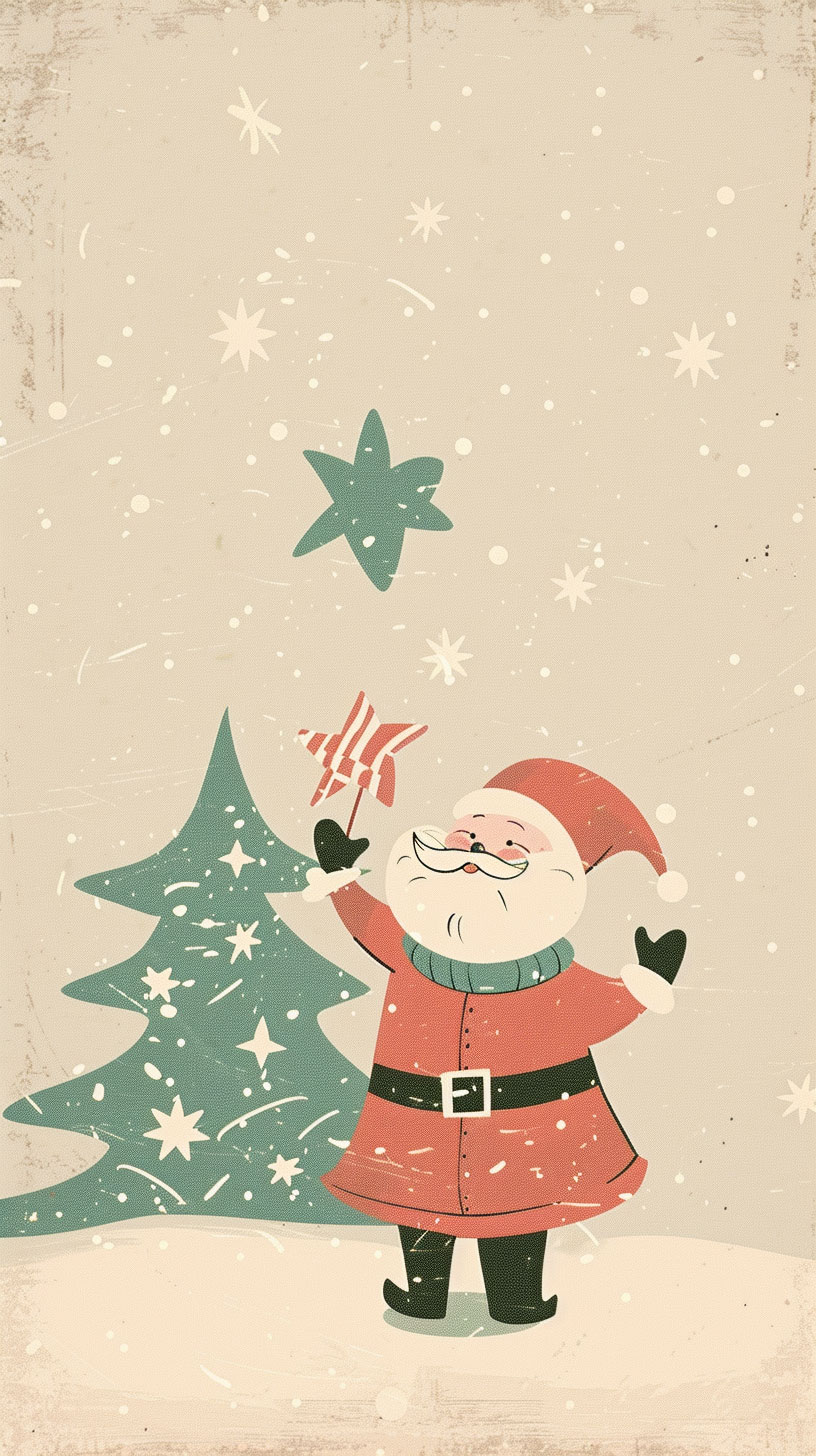 Vintage Old Fashion Christmas Cartoon iPhone Wallpaper